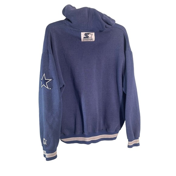 Vintage Starter Dallas Cowboys Script‎ Hoodie Sweatshirt Pockets 90s Sz M - Picture 11 of 16